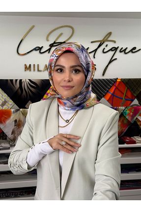 روسری رنگی کرپ ساتن ابریشم La boutique - کد 921818755