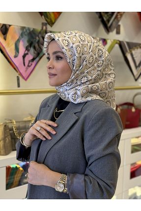 روسری رنگی کرپ ساتن ابریشم La boutique - کد 921823397