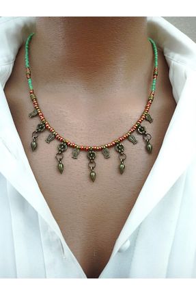 گردنبند جواهر قهوه ای زنانه منجق sondonfashion - کد 921816194