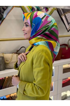 روسری رنگی کرپ ساتن ابریشم La boutique - کد 921818077