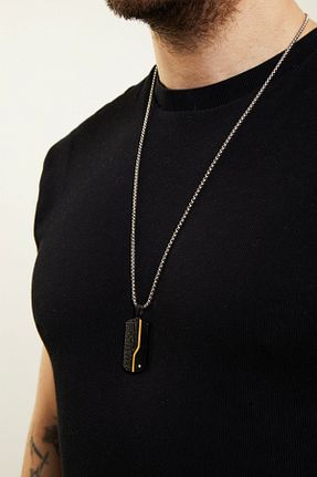 گردنبند استیل ( فولاد ) مشکی مردانه استیل ضد زنگ Fjellor - کد 905489693
