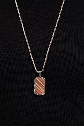 گردنبند استیل ( فولاد ) قهوه ای مردانه استیل ضد زنگ Fjellor - کد 905489593