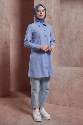 تونیک حجاب سرمه ای زنانه پنبه ای Alvina - کد 824068796