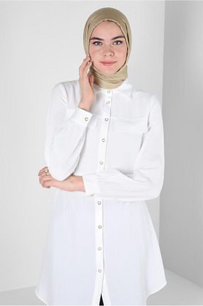 تونیک حجاب سفید زنانه پلی استر Alvina - کد 799160824