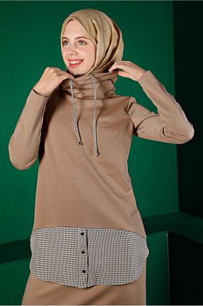 ست بالاتنه و پائین تنه حجاب بژ زنانه رگولار Alvina - کد 794076627
