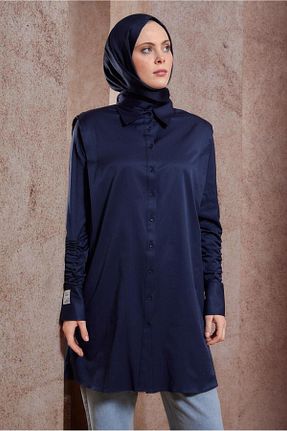 تونیک حجاب سرمه ای زنانه پنبه پلی استر Alvina - کد 818033049