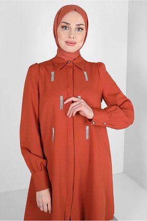 تونیک حجاب نارنجی زنانه مخلوط پلی استر Alvina - کد 791023955