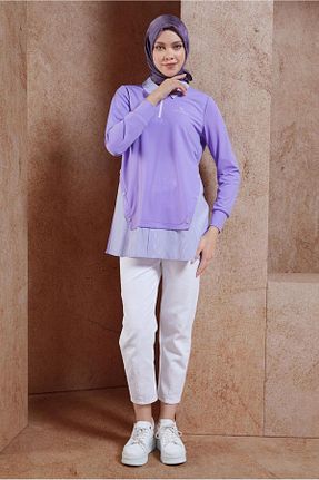 تونیک حجاب بنفش زنانه مخلوط پلی استر Alvina - کد 856217333