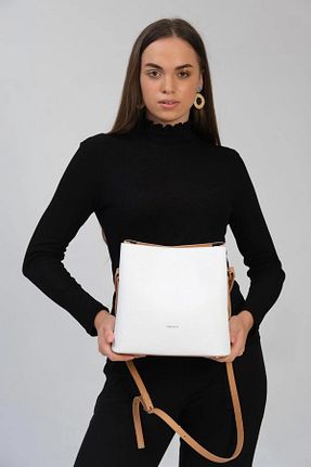 کیف دوشی سفید زنانه چرم مصنوعی Just Polo - کد 921902956