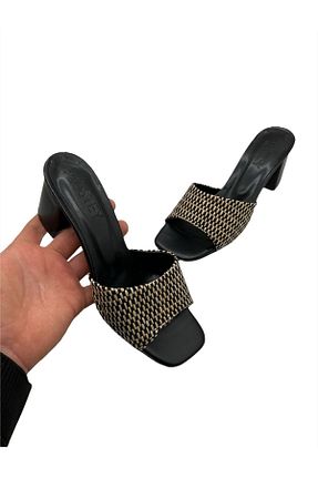 دمپائی مشکی زنانه پاشنه ضخیم mustey - کد 921870529