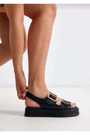 صندل مشکی زنانه پاشنه تخت BERASHOES - کد 921877079
