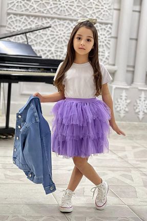 ست بالاتنه و پائین تنه بنفش بچه گانه بافتنی Minigimin Cicileri - کد 819623523