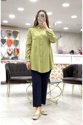 تونیک سایز بزرگ سبز زنانه جین Magazin - کد 921919568