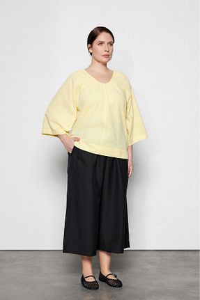 بلوز سایز بزرگ زرد زنانه اورسایز LUOKK - کد 921940646