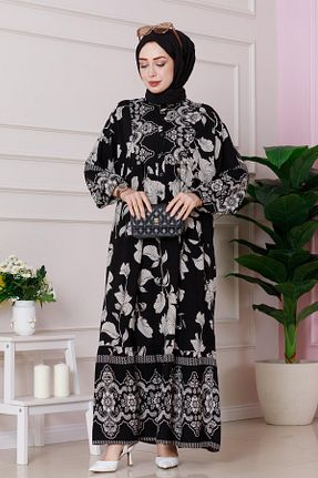 لباس حجاب مشکی اورسایز Sevitli - کد 921937606