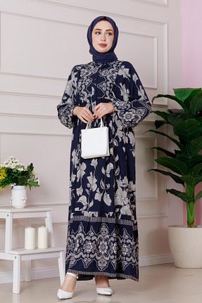 لباس حجاب سرمه ای اورسایز Sevitli - کد 921937652