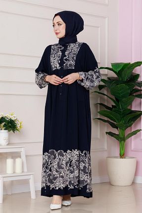 لباس حجاب سرمه ای اورسایز Sevitli - کد 921937615