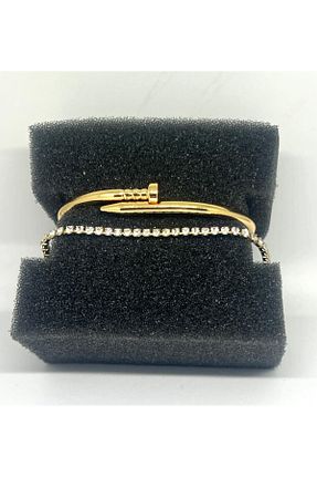 دستبند استیل (فولاد) زرد زنانه استیل (فولاد) mehbek - کد 917581797