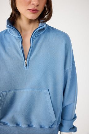 سوئیشرت آبی زنانه پنبه ای No Matter What - کد 921967050