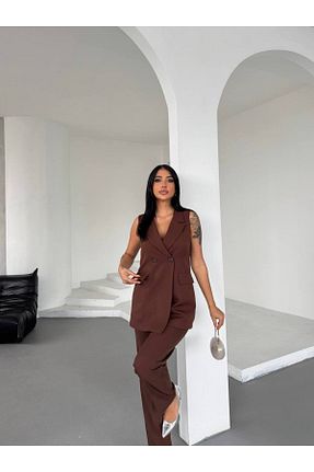 ست بالاتنه و پائین تنه قهوه ای زنانه بافتنی Castivo Fashion - کد 921997714