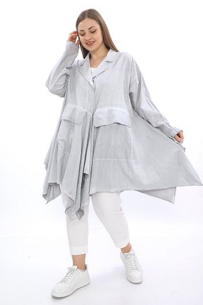کت سایز بزرگ طوسی زنانه آستر دار Zedd+ Plus - کد 921995187