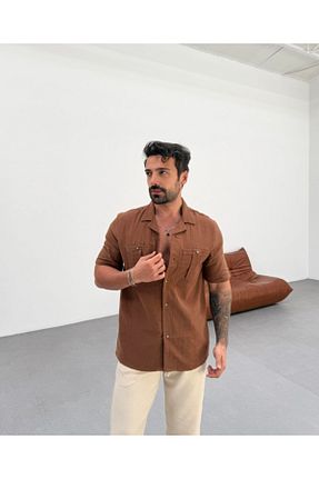 پیراهن قهوه ای مردانه رگولار SCSARVİN - کد 921995181