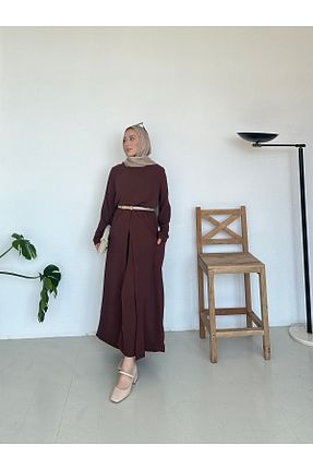 ست بالاتنه و پائین تنه قهوه ای زنانه بافتنی tumabutik - کد 921999213