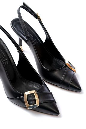 کفش پاشنه بلند کلاسیک مشکی زنانه چرم مصنوعی Mida Shoes - کد 922024606