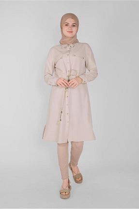 تونیک حجاب بژ زنانه پلی استر Alvina - کد 874939946