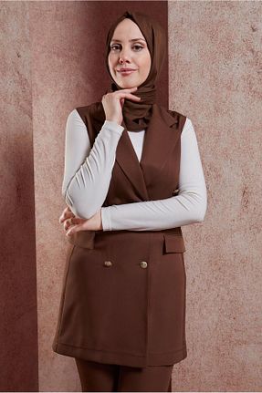 ست بالاتنه و پائین تنه حجاب قهوه ای زنانه رگولار Alvina - کد 828580614