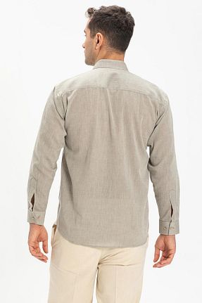 پیراهن سایز بزرگ طوسی مردانه رگولار Eliş Şile Bezi - کد 92906329