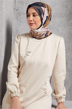 روسری بژ پلی استر Alvina - کد 889867131