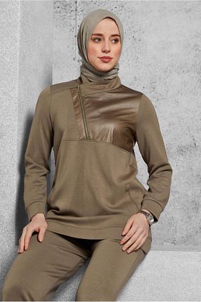 ست گرمکن حجاب قهوه ای زنانه رگولار Alvina - کد 893308424