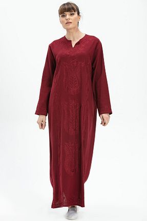 لباس حجاب زرشکی زنانه رگولار Eliş Şile Bezi - کد 92947176