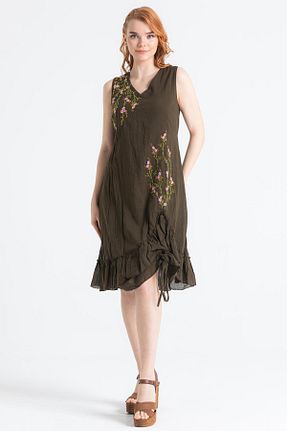 لباس خاکی زنانه بافتنی Eliş Şile Bezi - کد 681424704