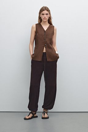 جلیقه قهوه ای زنانه اسلیم فیت Massimo Dutti - کد 922050436