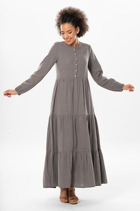 لباس حجاب طوسی زنانه رگولار Eliş Şile Bezi - کد 815574529