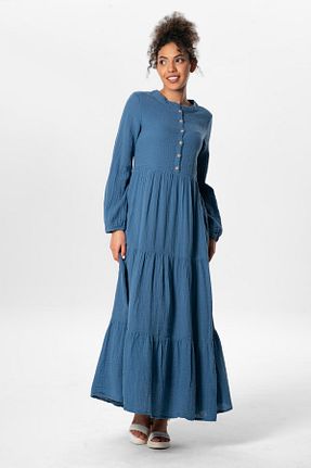 لباس حجاب سرمه ای زنانه رگولار Eliş Şile Bezi - کد 815574525