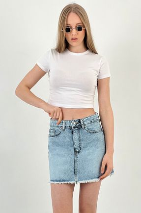 دامن آبی زنانه پنبه ای Miss Poem - کد 922055567