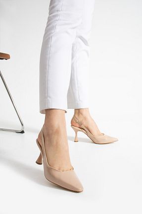 کفش پاشنه بلند کلاسیک بژ زنانه چرم مصنوعی Güllü Shoes - کد 922068902