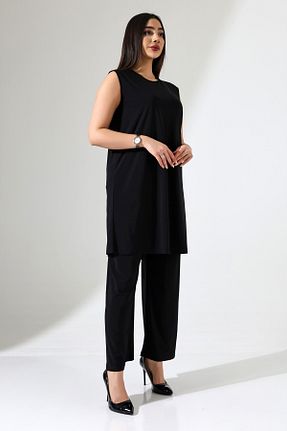تونیک سایز بزرگ مشکی زنانه بافتنی Mankens Fashion - کد 848803991