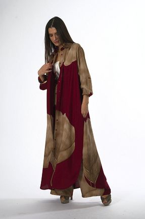 ست بالاتنه و پائین تنه زرشکی زنانه بافتنی ABBRA - کد 917473248