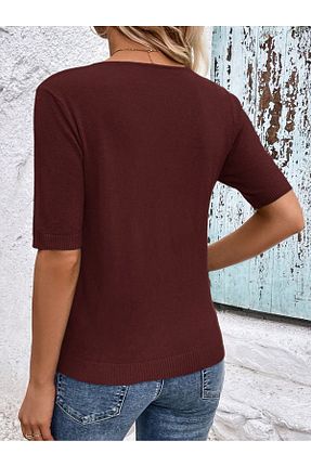 بلوز زرشکی زنانه ساده TRQOM - کد 922083903
