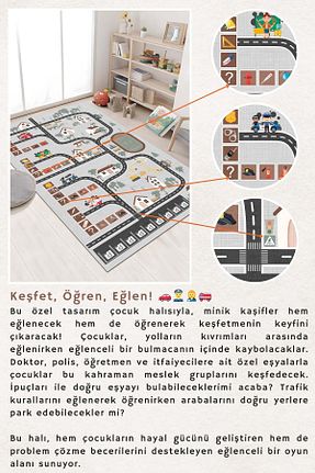 فرش بچه گانه طوسی پلی استر West Home - کد 922079585