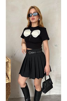 شلوارک و برمودا مشکی زنانه پارچه Angel Mia - کد 833556579