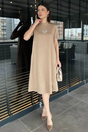 لباس بژ زنانه بافتنی GÜLSELİ - کد 922142832