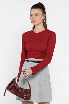 بلوز زرشکی زنانه رگولار GÜLSELİ - کد 922145810