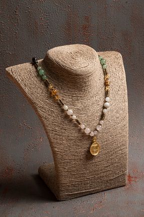 گردنبند جواهر رنگی زنانه سنگ ÇAKRA DOĞAL TAŞ - کد 922160999