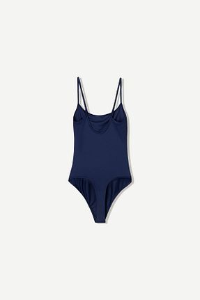 بادی آبی زنانه یقه دگاژه Bershka - کد 922146295