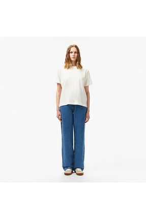 شلوار جین آبی زنانه پاچه گشاد Lacoste - کد 903770285